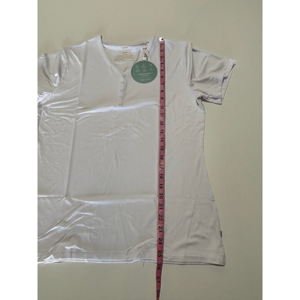 Little Sleepies Women Bright White Lunaluxe Short Sleeve Pajama Top Medium NWT - Picture 5 of 7